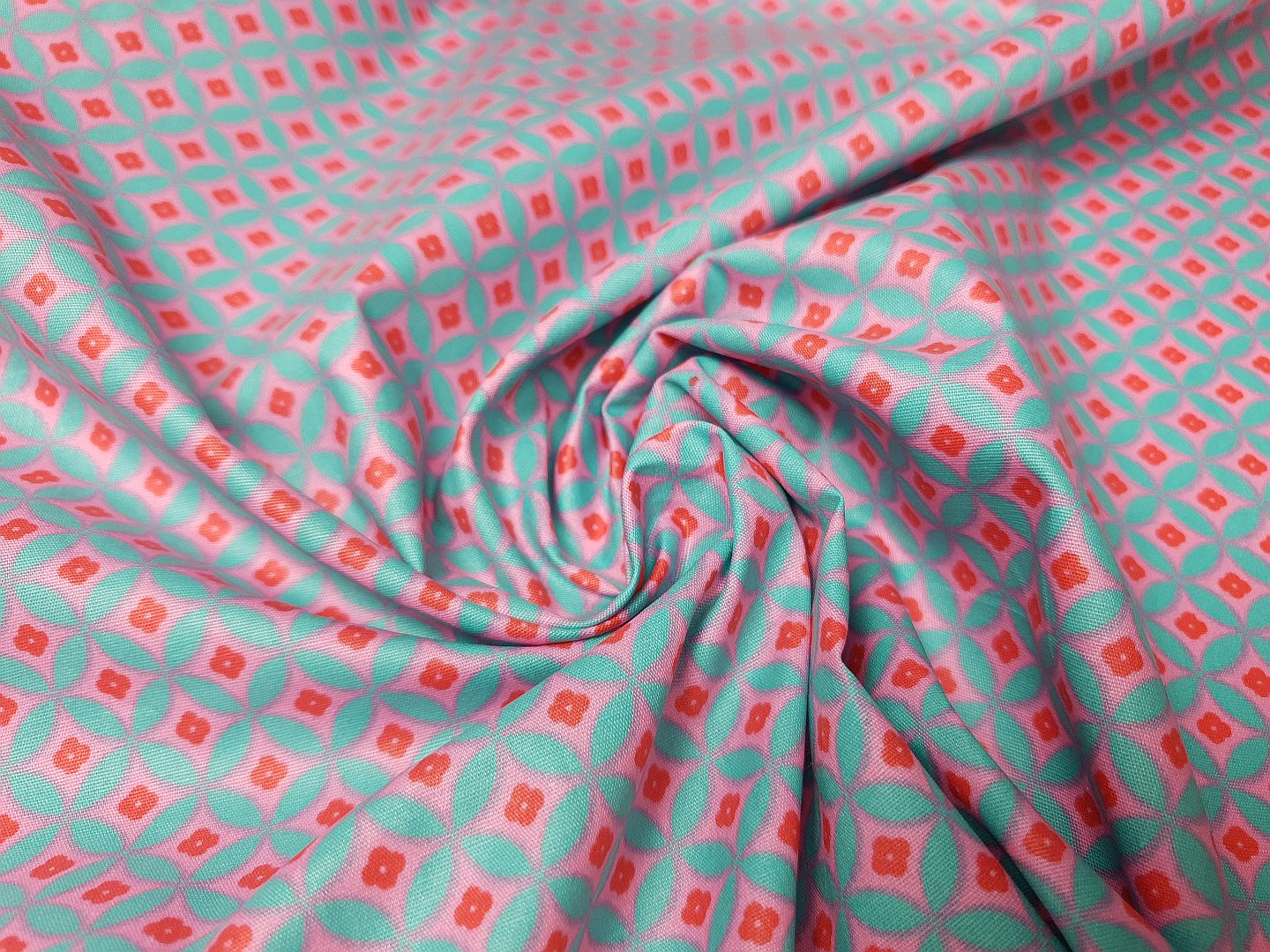 Retro Flowers mint/pink/rot
