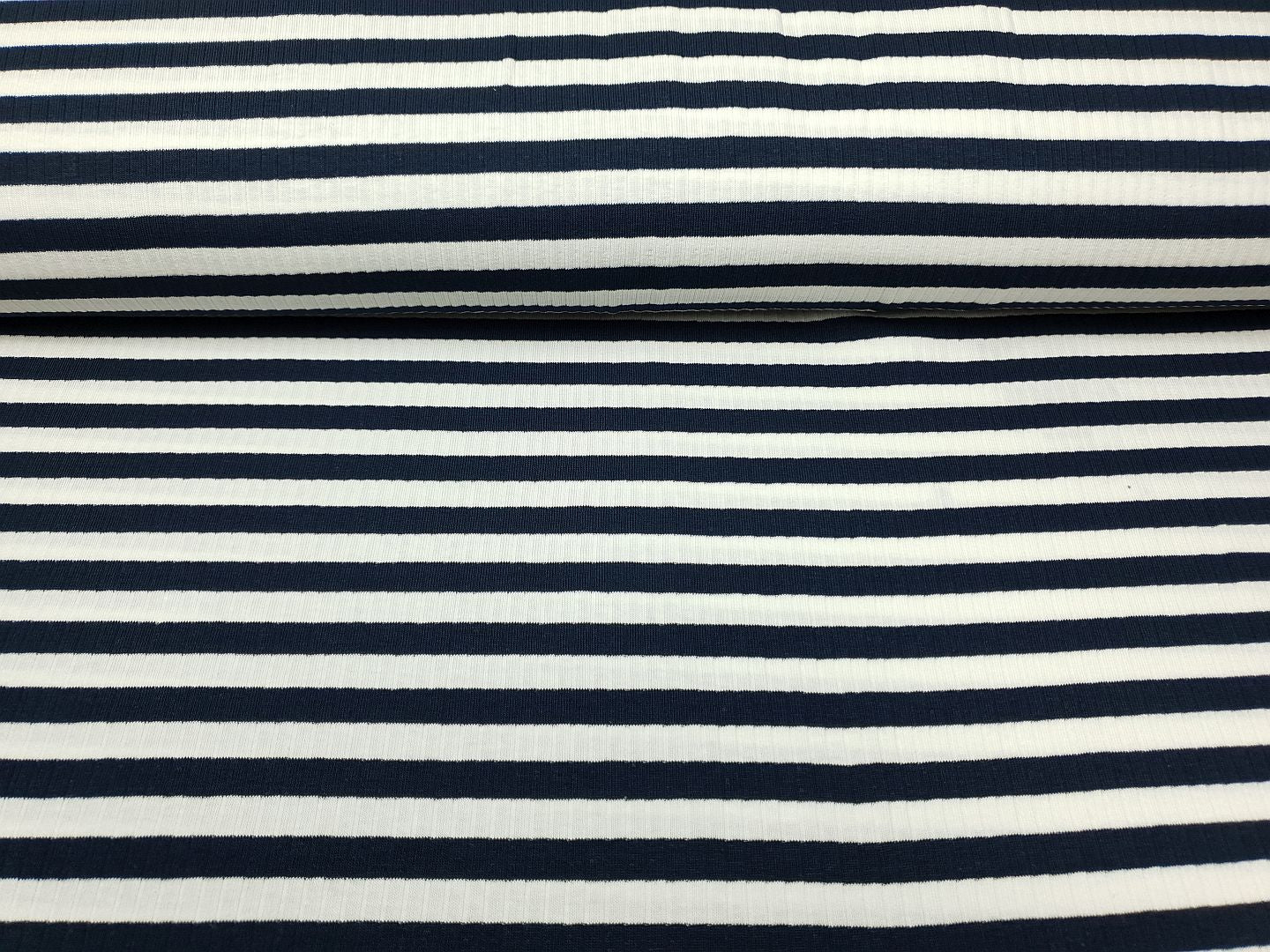 Rippjersey Stripes nachtblau/offwhite