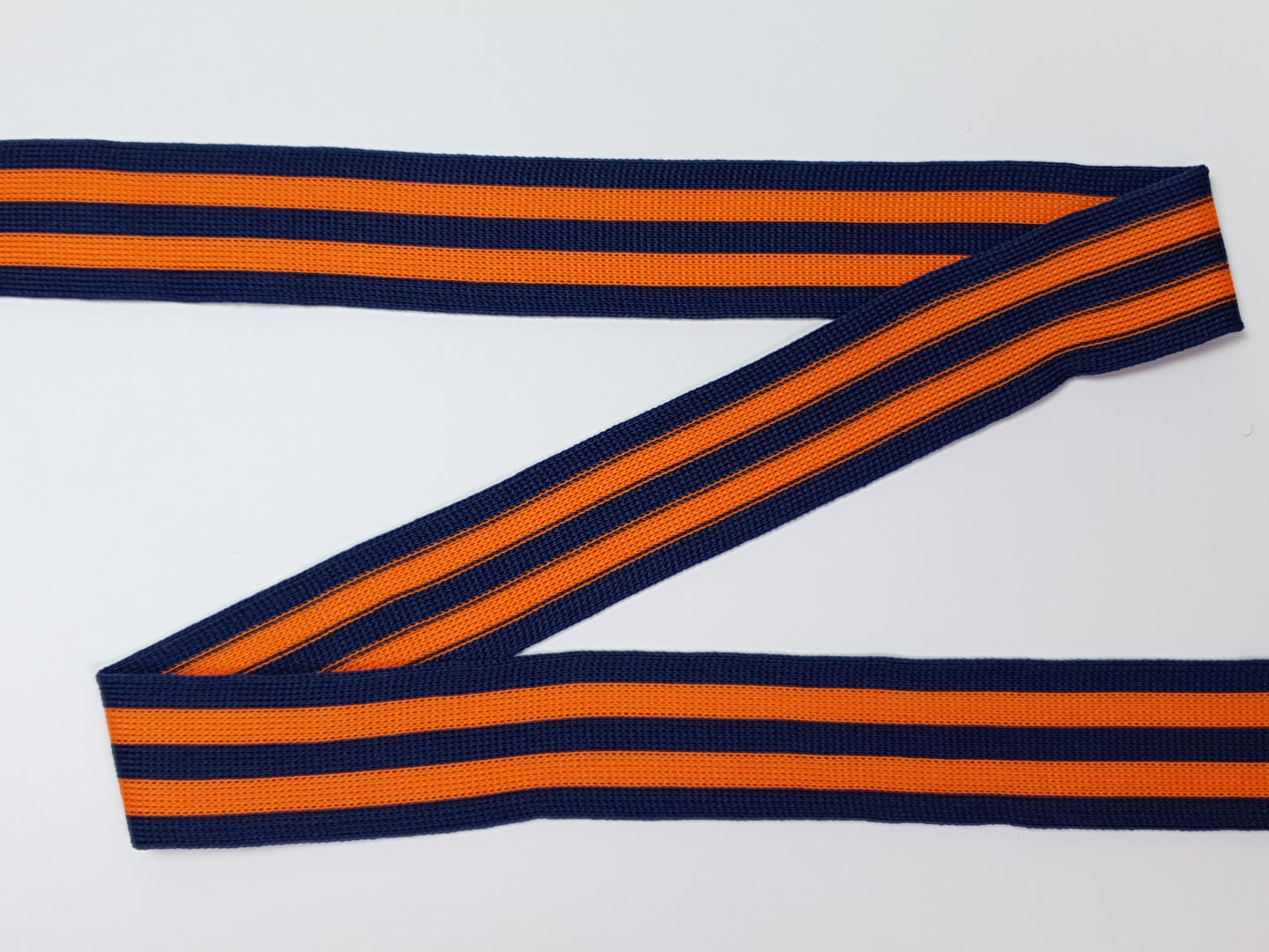 Ripsband gestreift, blau/orange