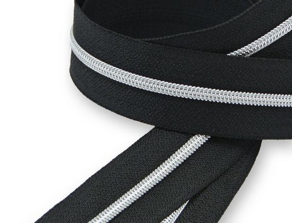 Reissverschluss PREMIUM metallisiert Gr.3 schwarz/silber