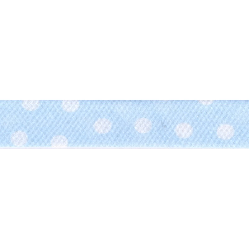 Schrägband mit Tupfen hellblau-weiss