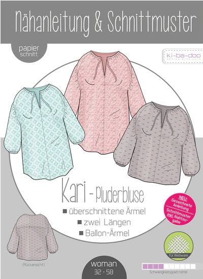 Pluderbluse Kari Damen, Ki-ba-doo Papierschnittmuster