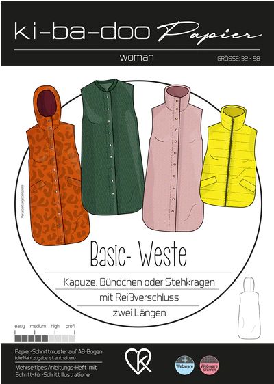 Basic Weste Damen, Ki-ba-doo Papierschnittmuster