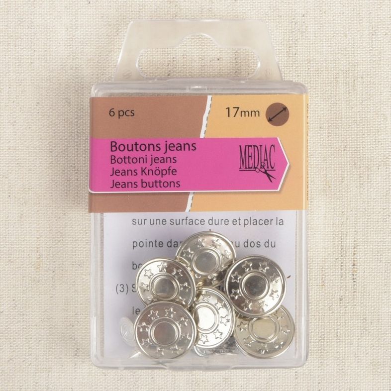 Jeansknöpfe 17mm Sterne silber