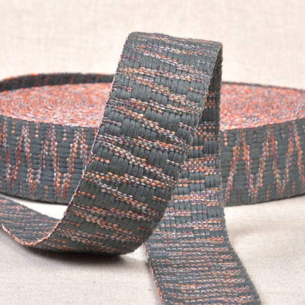 Gurtband Zacken 38mm grau/orange