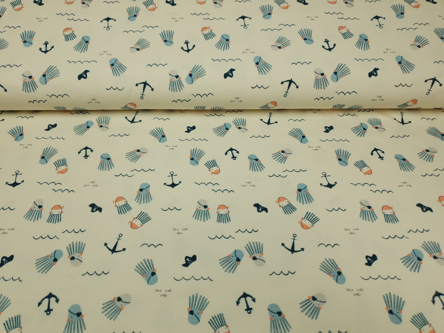 Sea Animals ecru/hellblau/dunkelblau