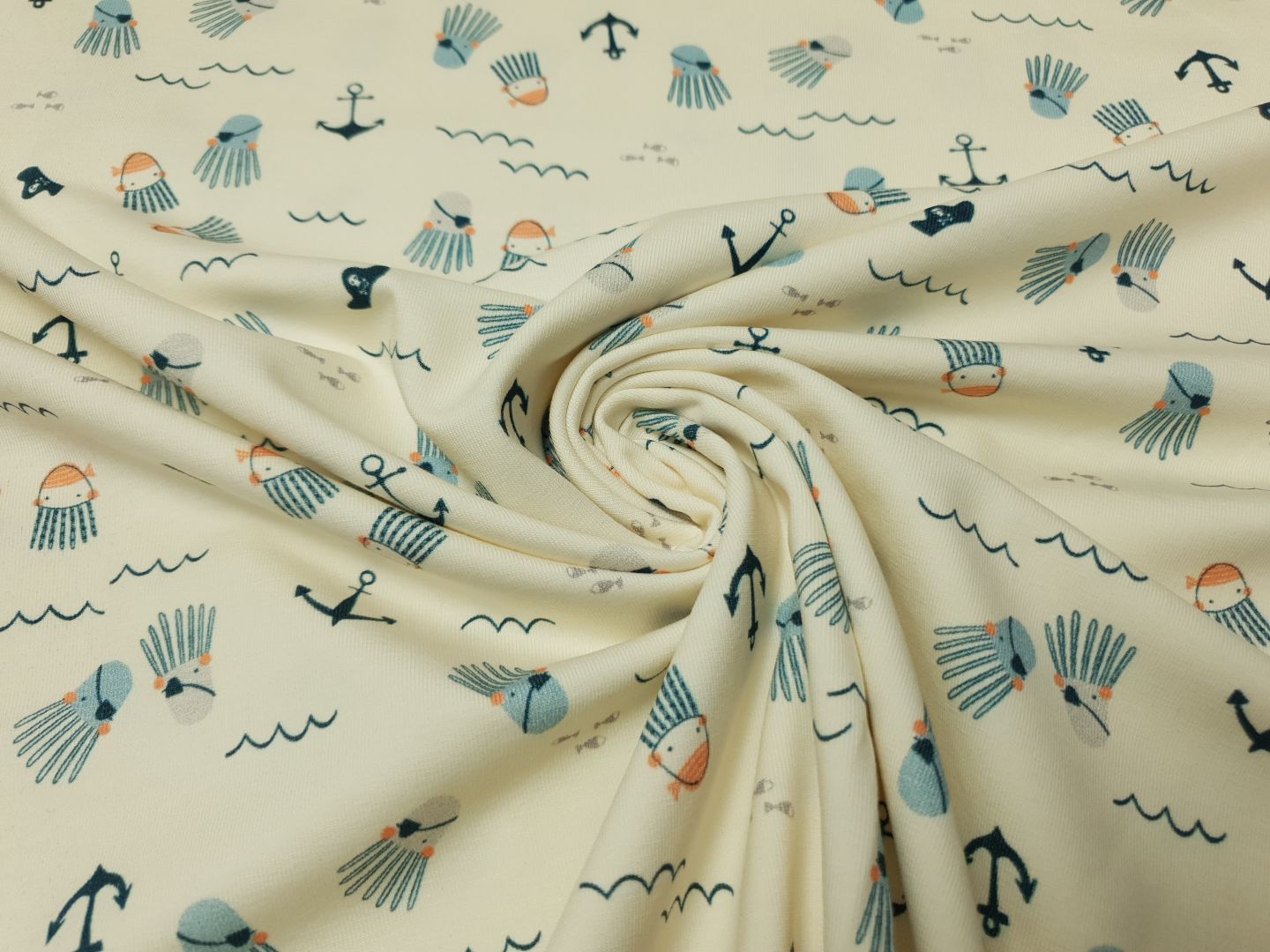 Sea Animals ecru/hellblau/dunkelblau