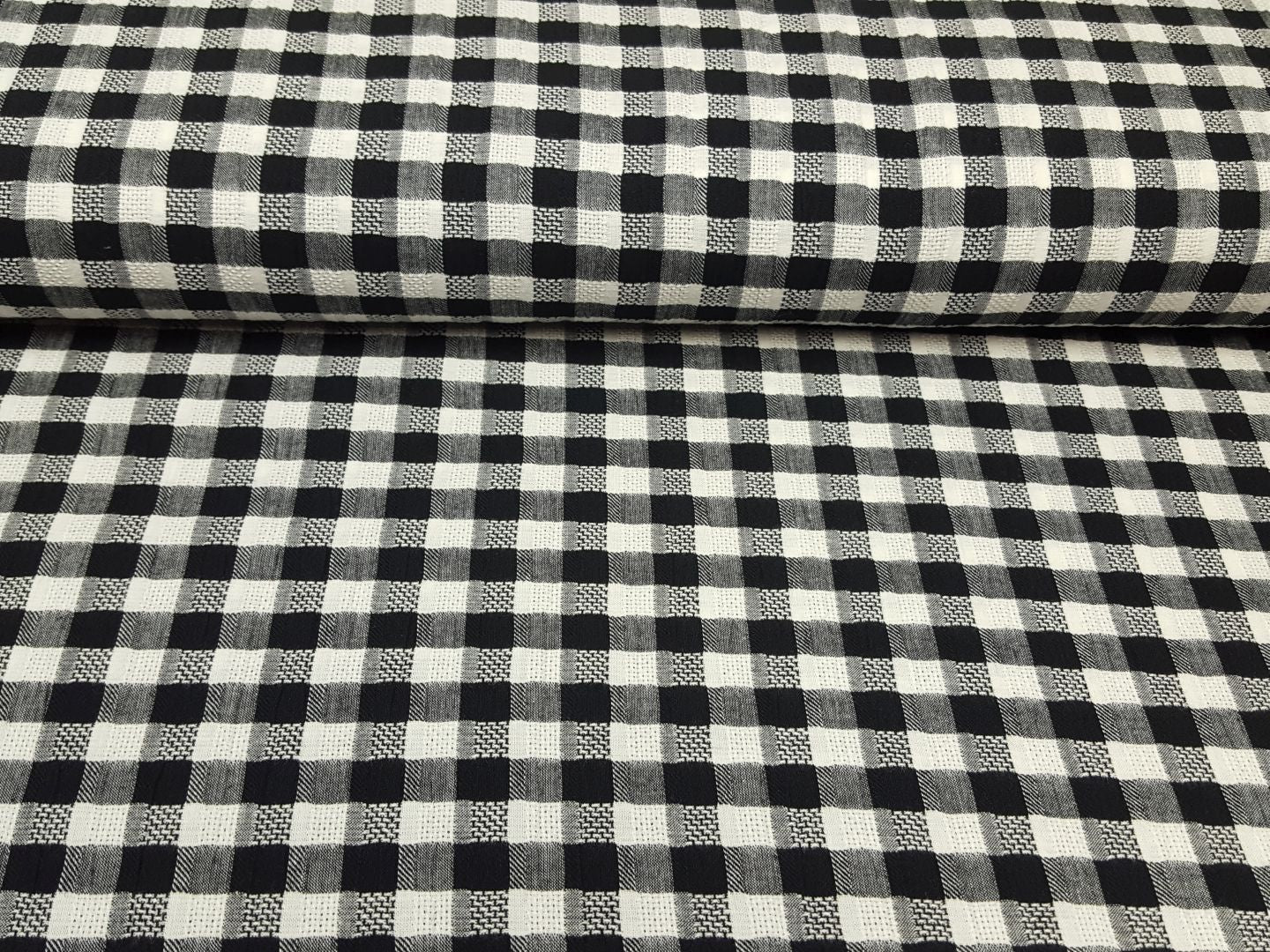 Seersucker Check Juna schwarz/weiss