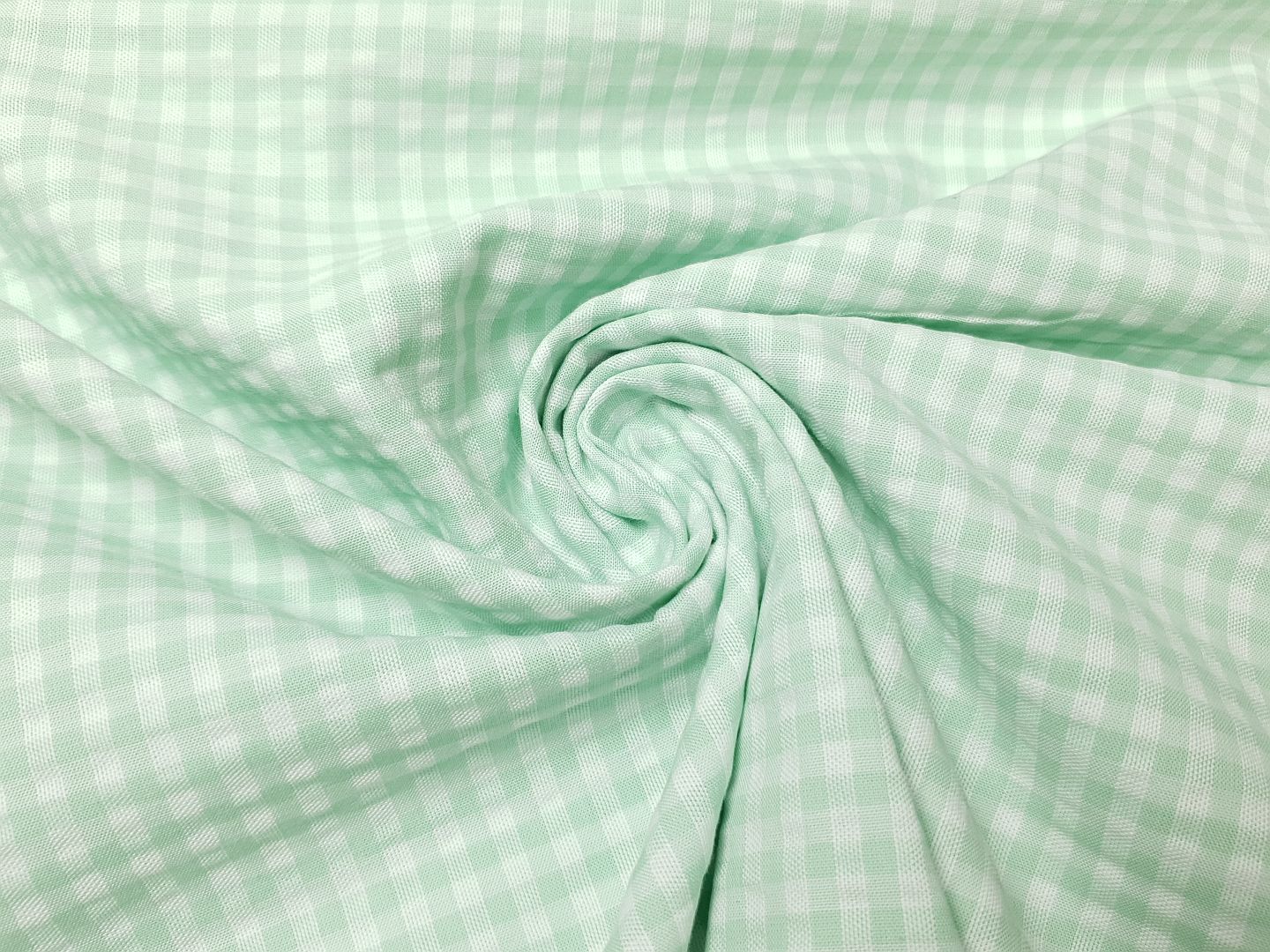 Seersucker Check minzgrün/weiss