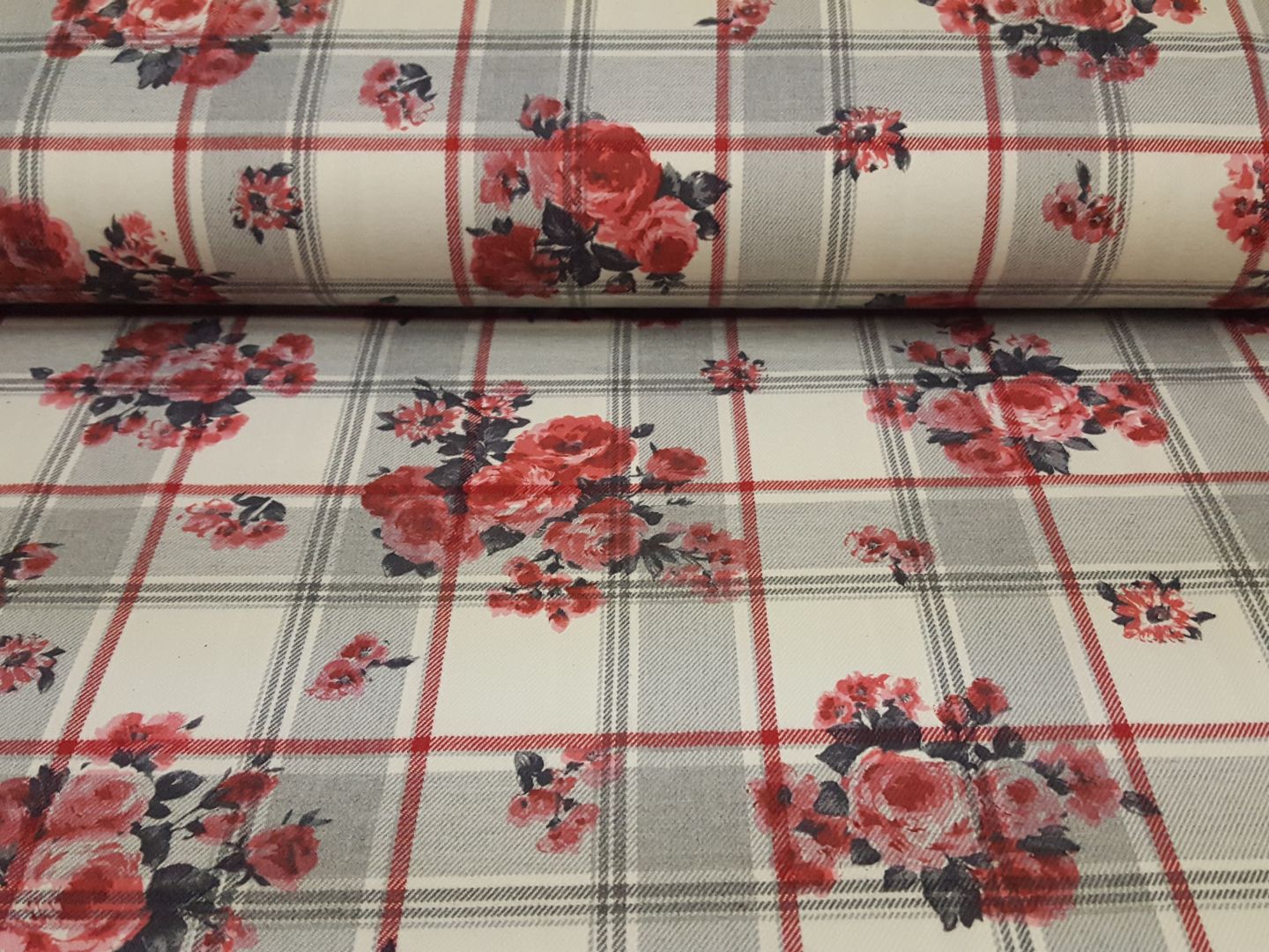 Sissi Flanell ecru/rot