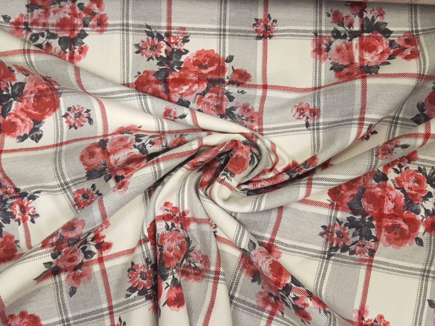 Sissi Flanell ecru/rot