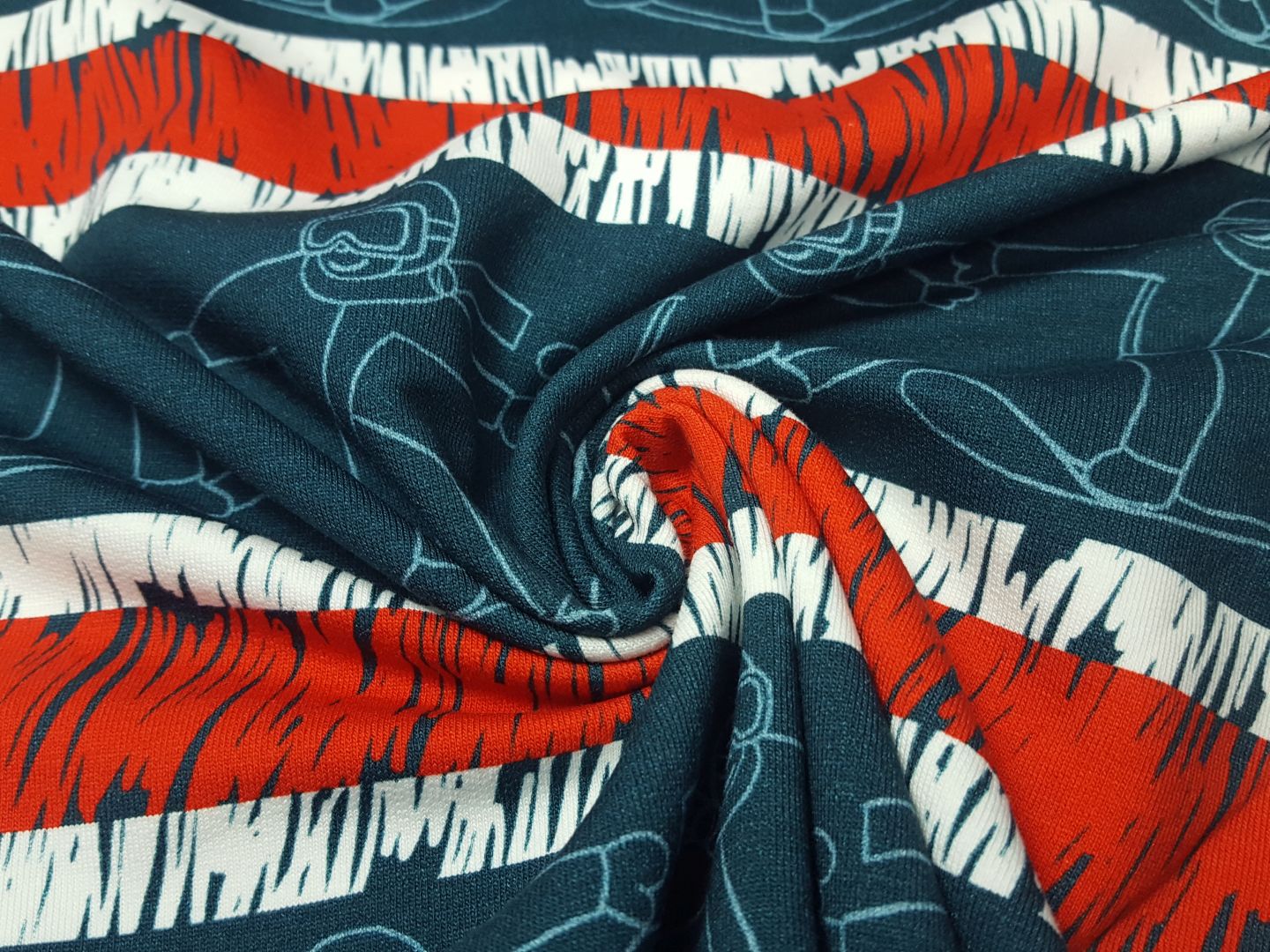 Snow Stripe petrol/weiss/rot