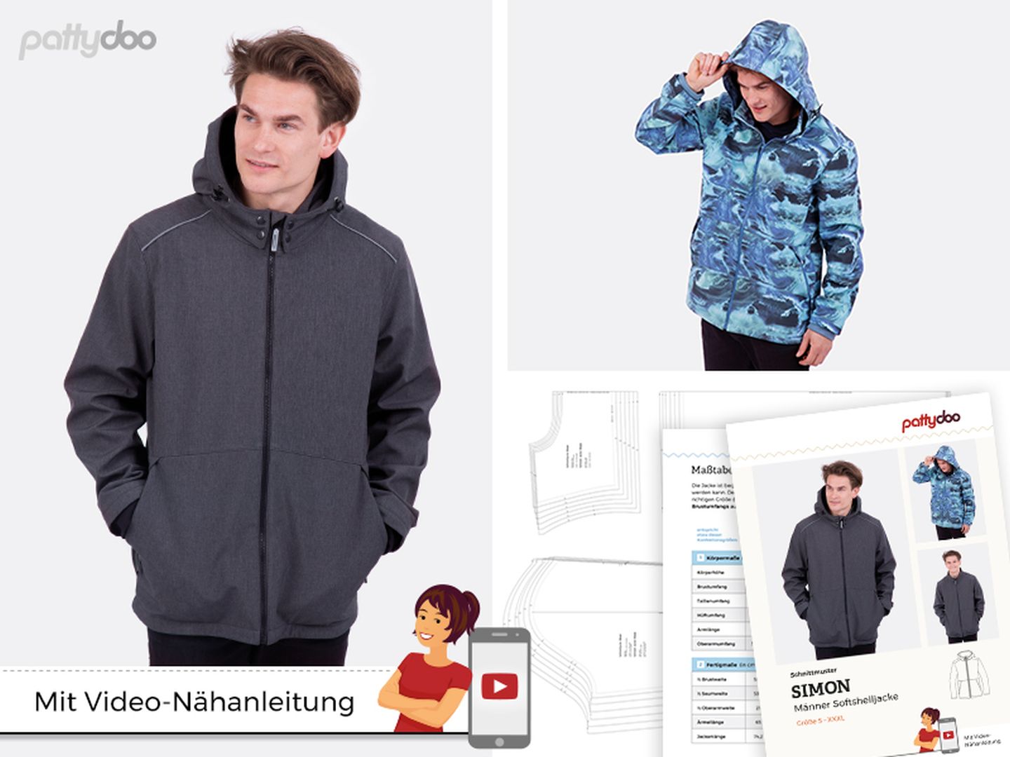 Softshelljacke Simon Papierschnittmuster