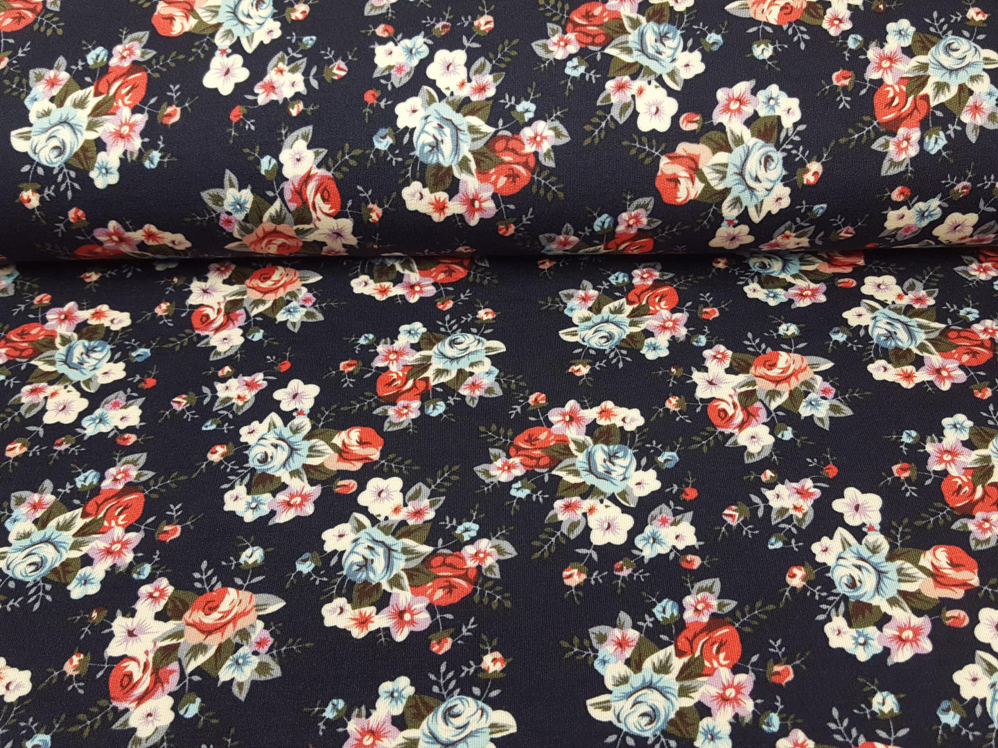 Sommersweat dunkelblau/bunt