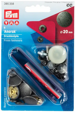 Nähfrei Druckknöpfe "Anorak Design Spirit" 20mm altsilber