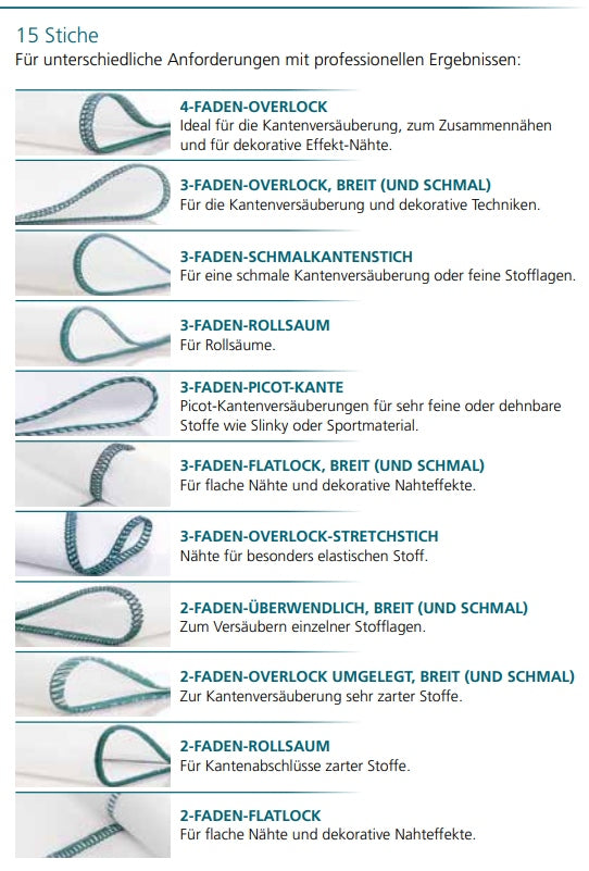 Pfaff admire air 5000 Stichübesicht