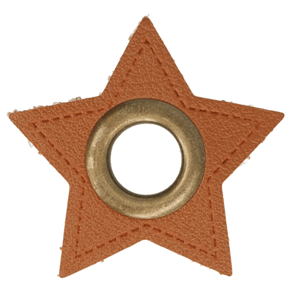 Stern Kunstleder Ösenpatch 8mm braun/bronze