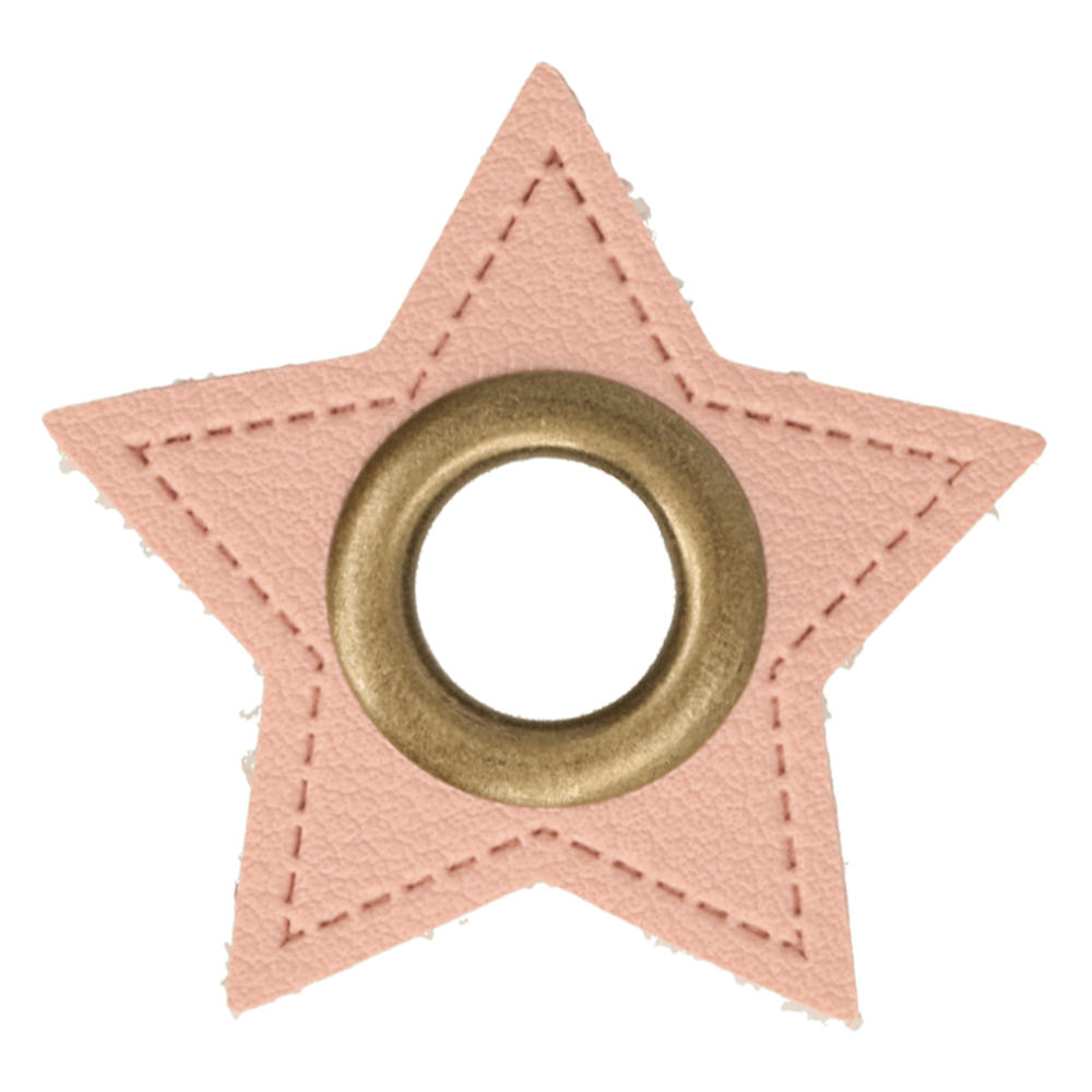 Stern Kunstleder Ösenpatch 8mm rosa/bronze