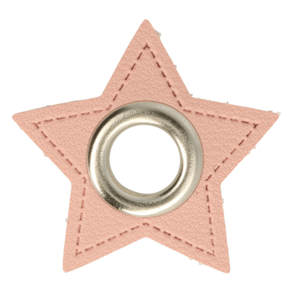 Stern Kunstleder Ösenpatch 8mm rosa/silber