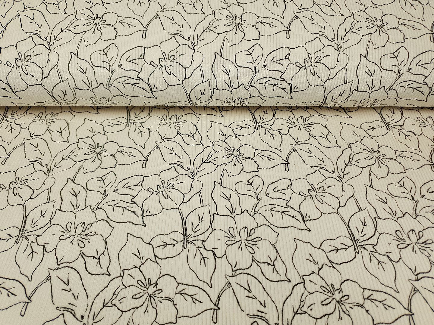 Stretch Cord Flowers creme/schwarz