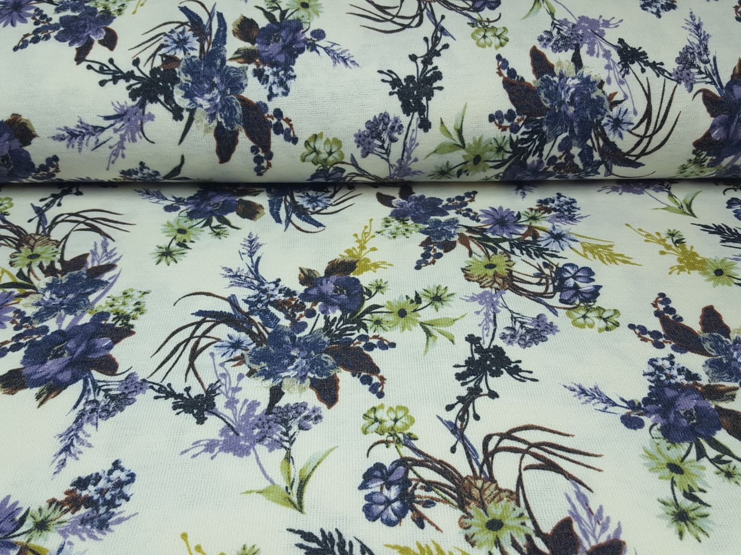 Strick Flowers creme/flieder/kiwi
