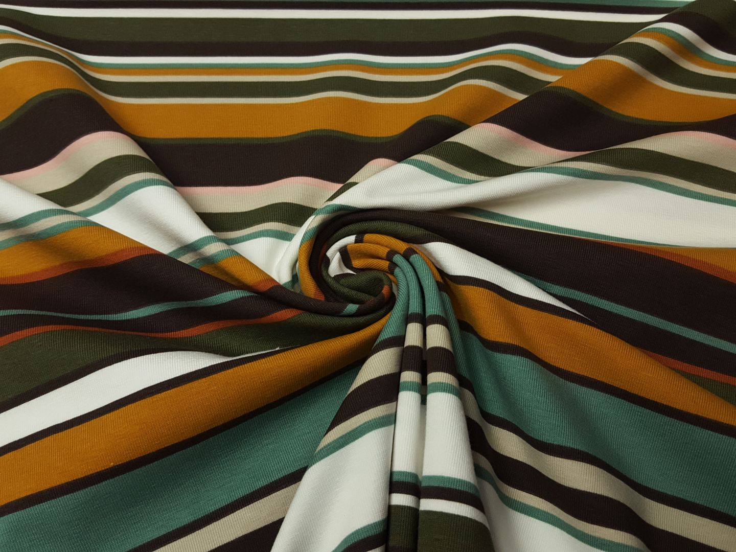 Stripe dunkelbraun/offwhite/ocker/dustymint