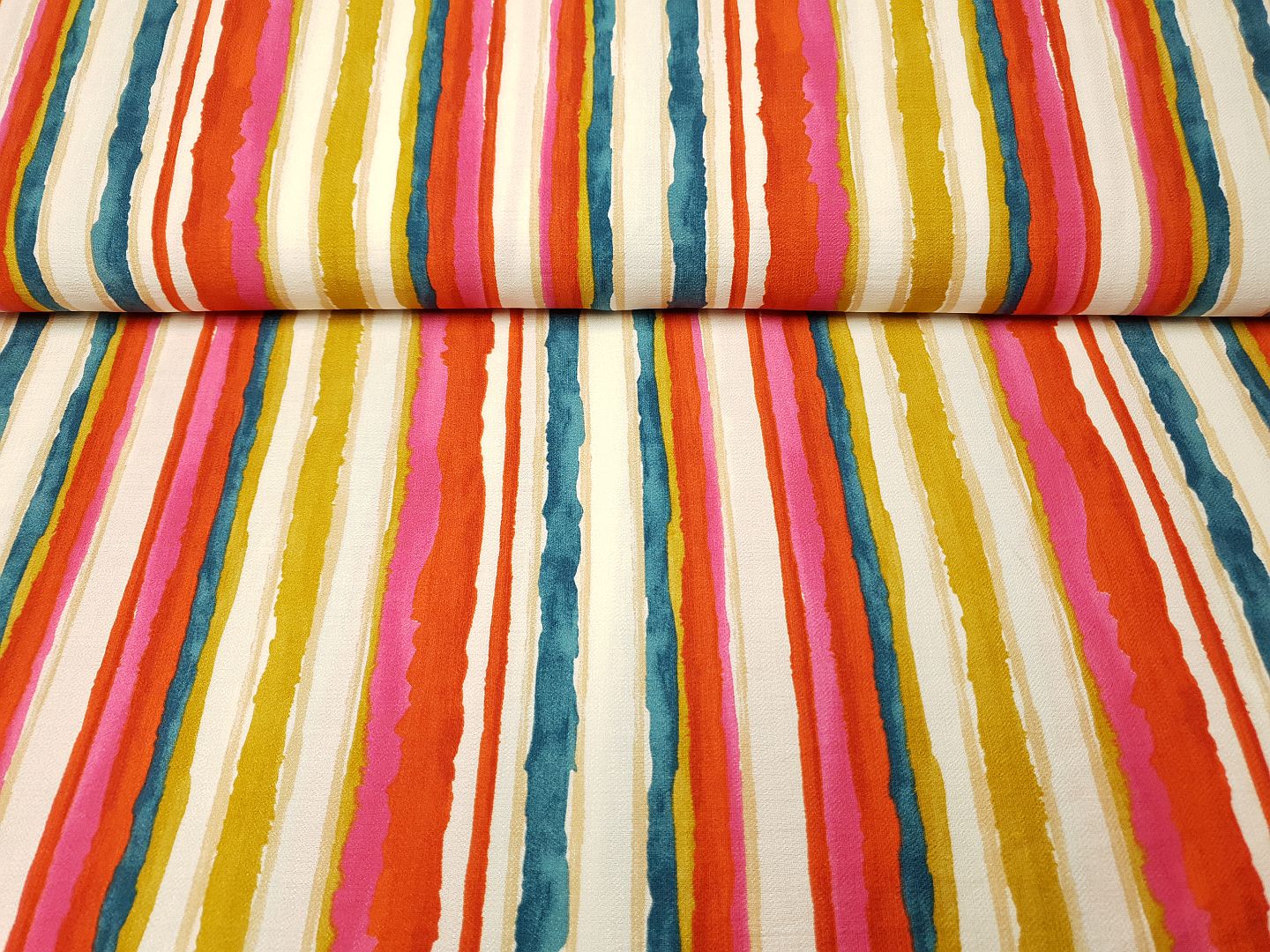 Stripes ecru/petrol/senfgelb/pink