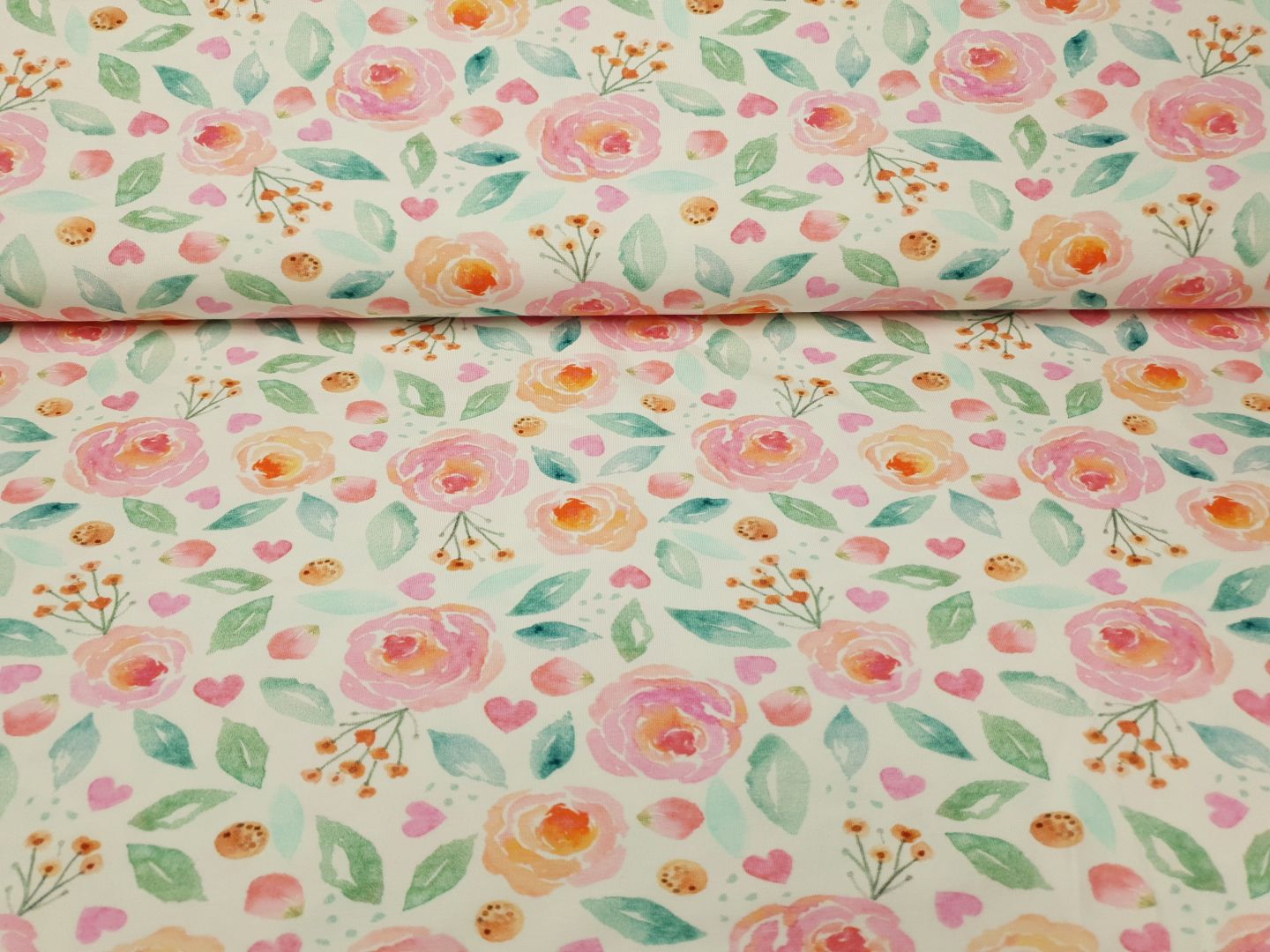 Sweet Roses offwhite/rosa/grün