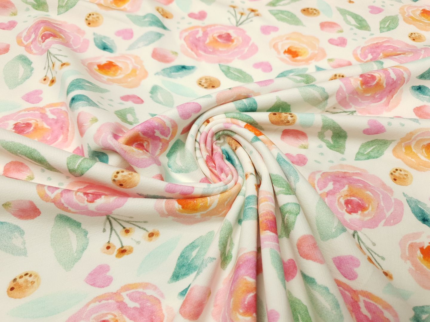 Sweet Roses offwhite/rosa/grün