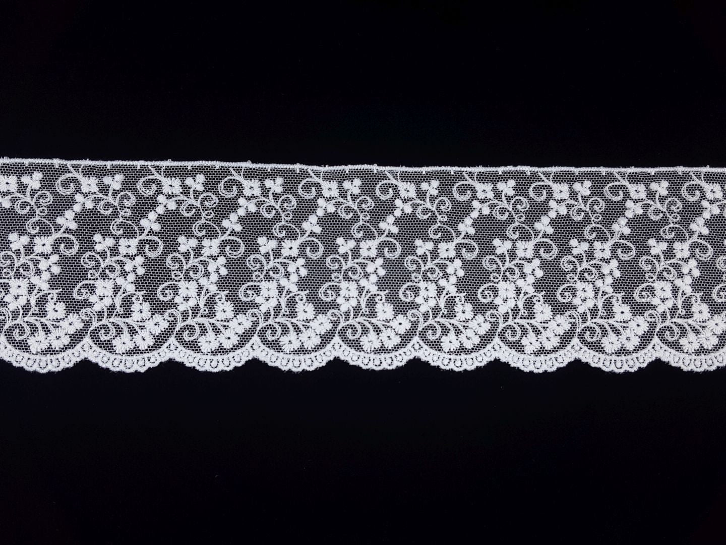 bestickte Tüllspitze 70mm weiss