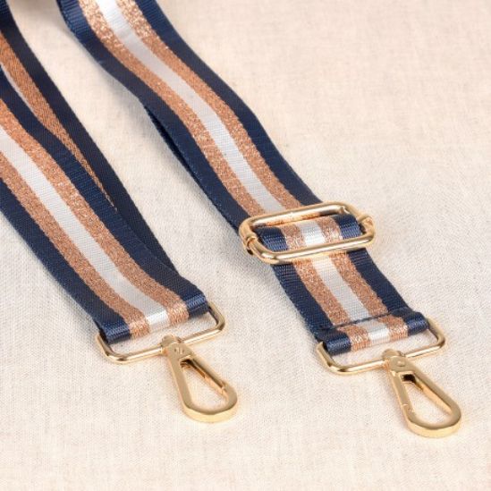Taschengurt Stripes dunkelblau/rosegold/weiss