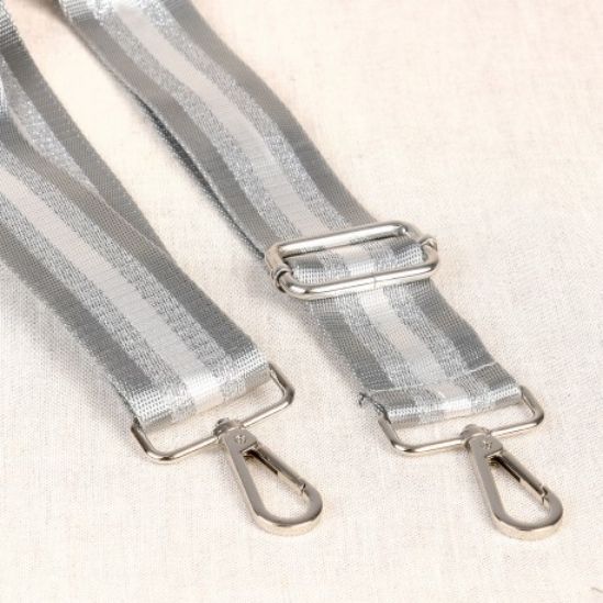 Taschengurt Stripes grau/silber/weiss