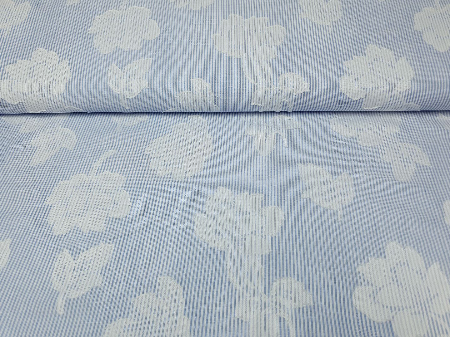 Einzelstück Thin Stripes & Flowers blau/weiss