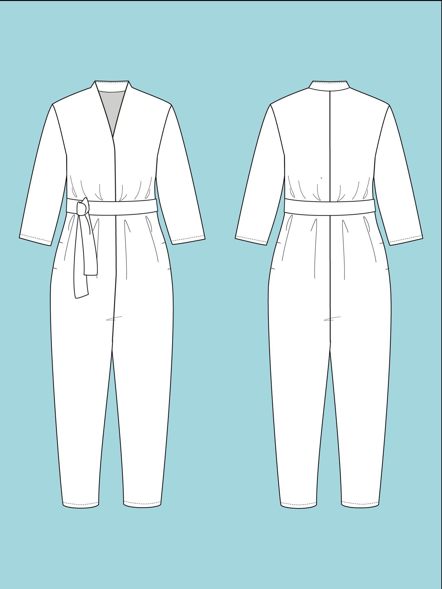 V-Neck Jumpsuit Papierschnittmuster von The Assembly Line