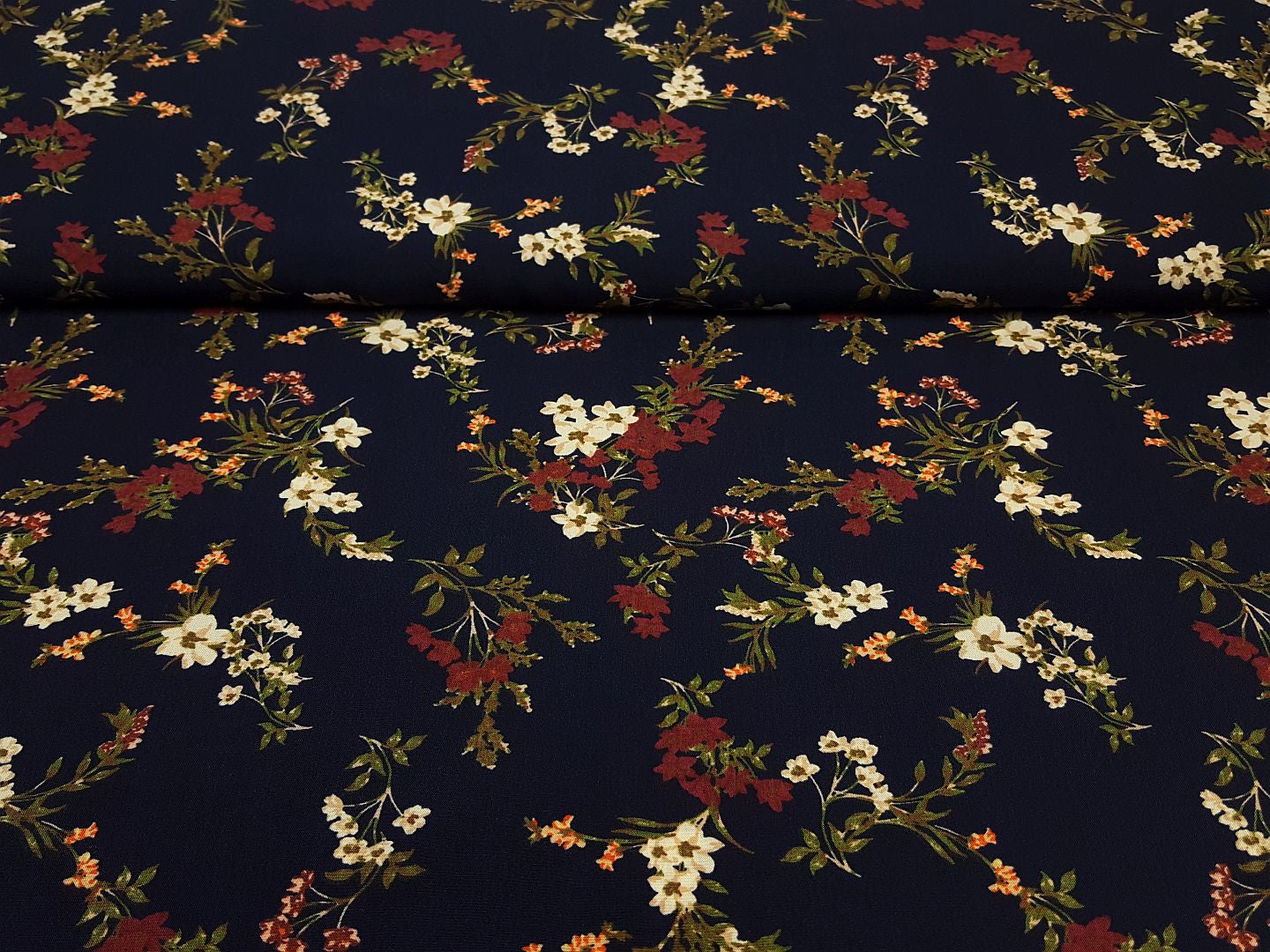 Viskose Webware dunkelblau/olive/bordeaux