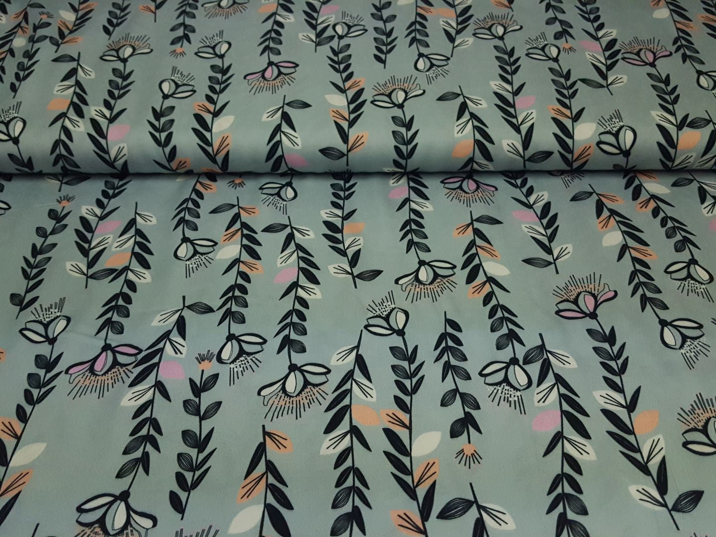 Viskose Webware satin dusti/mint/schwarz/lachs/pink