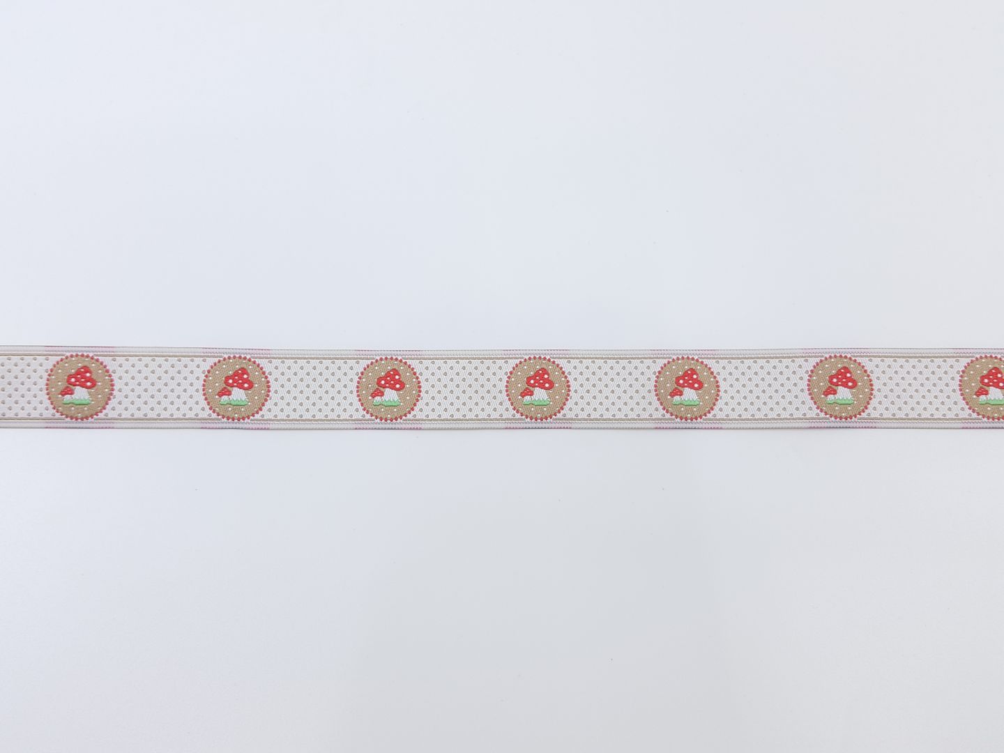 Webband Les Petits Champignos ecru/beige/rot
