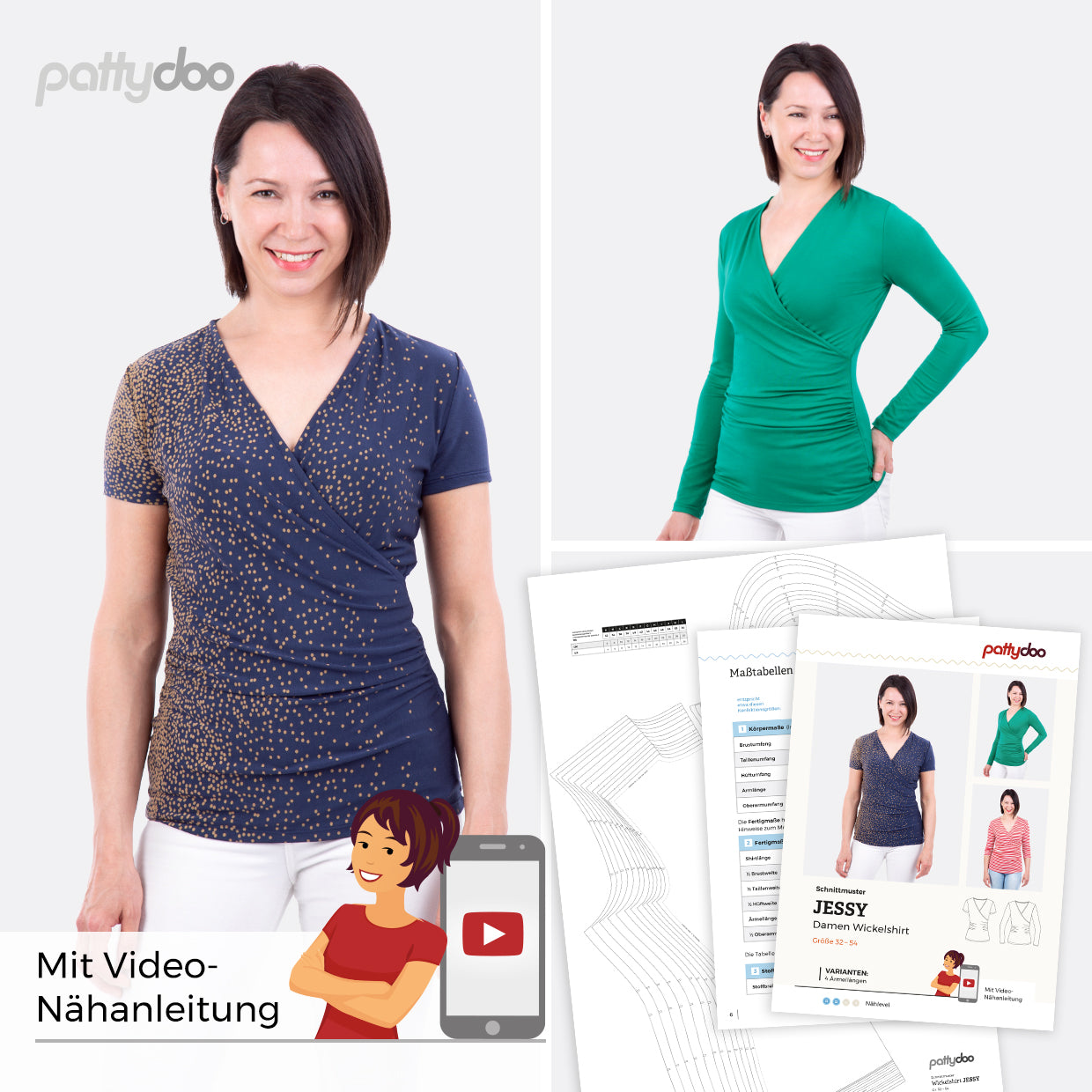 Wickelshirt Jessy Damen Papierschnittmuster