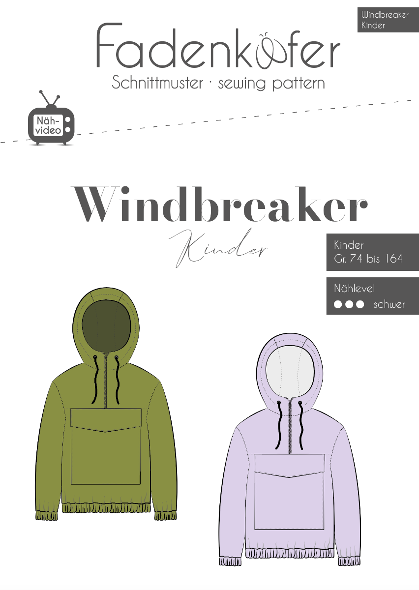 Papierschnittmuster Windbreaker Kinder von Fadenkäfer