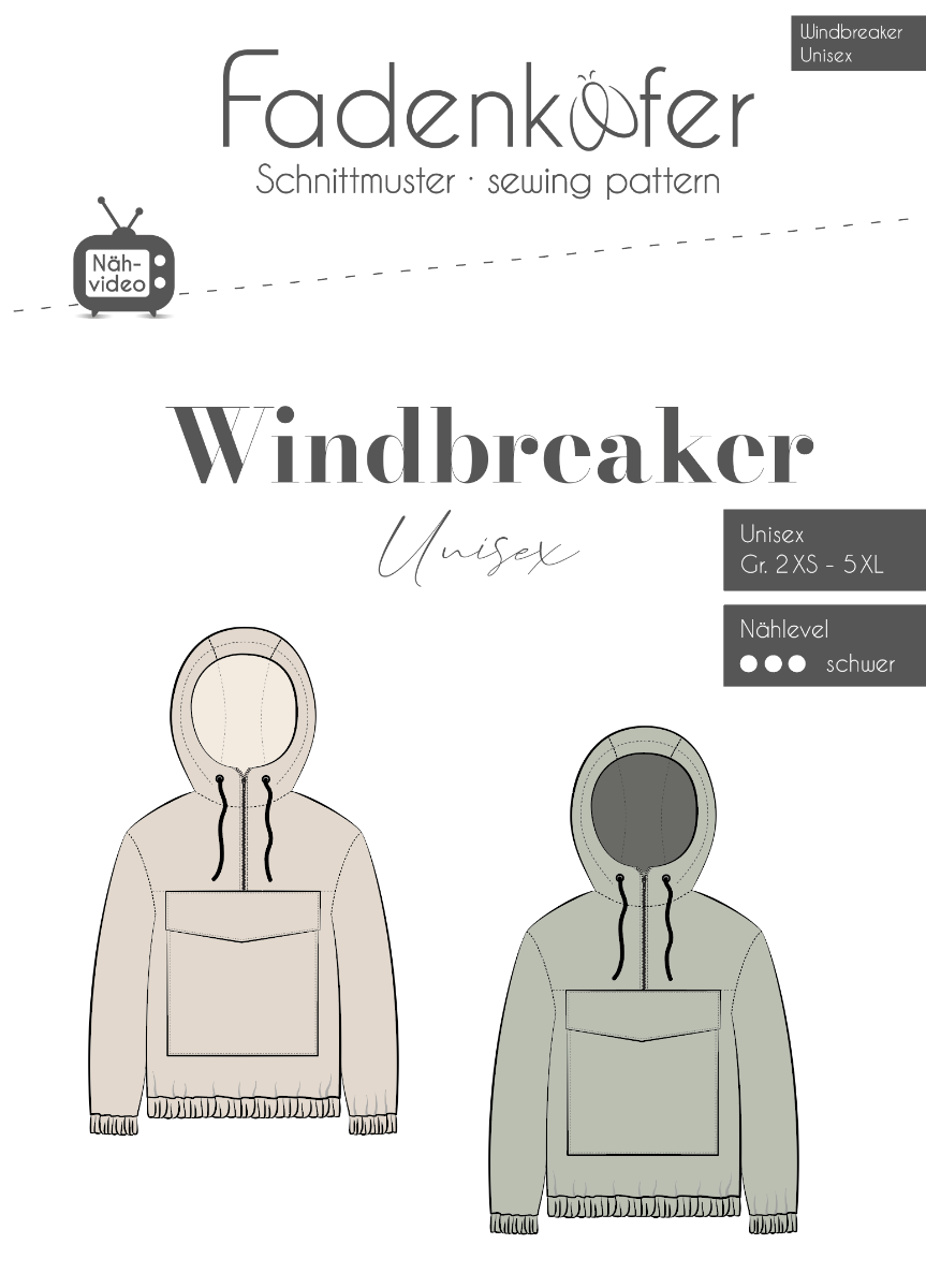 Papierschnittmuster Windbreaker Unisex von Fadenkäfer