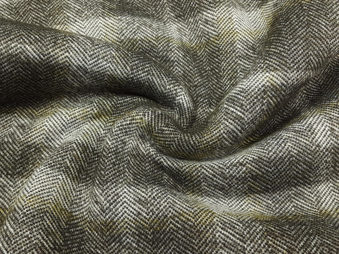 Wollstoff doubleface kariert olive/offwhite